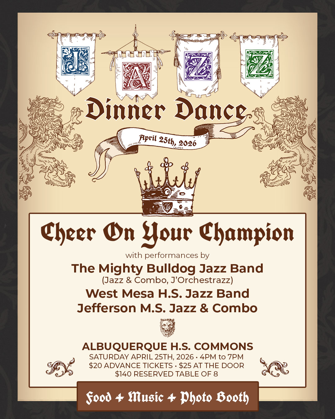 Jazz Dinner Dance Flyer - Saturday, April 25th, 2026
